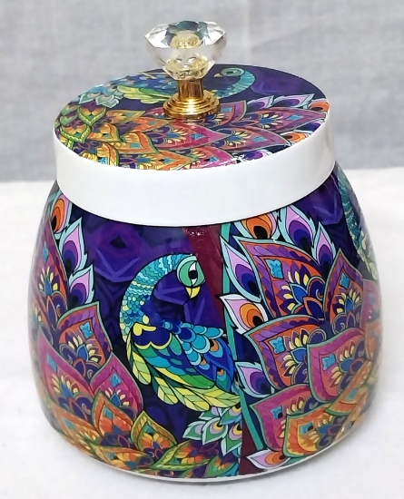 Picture of Peacock with Floral design Metal jar ( set of 4 pcs)