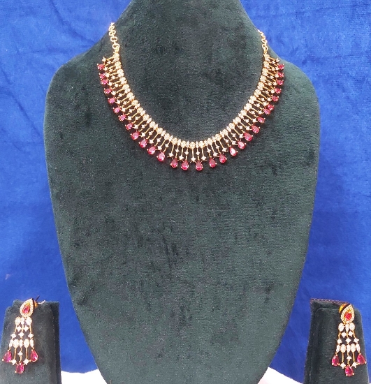 Picture of Kundan choker necklace set with pink stones